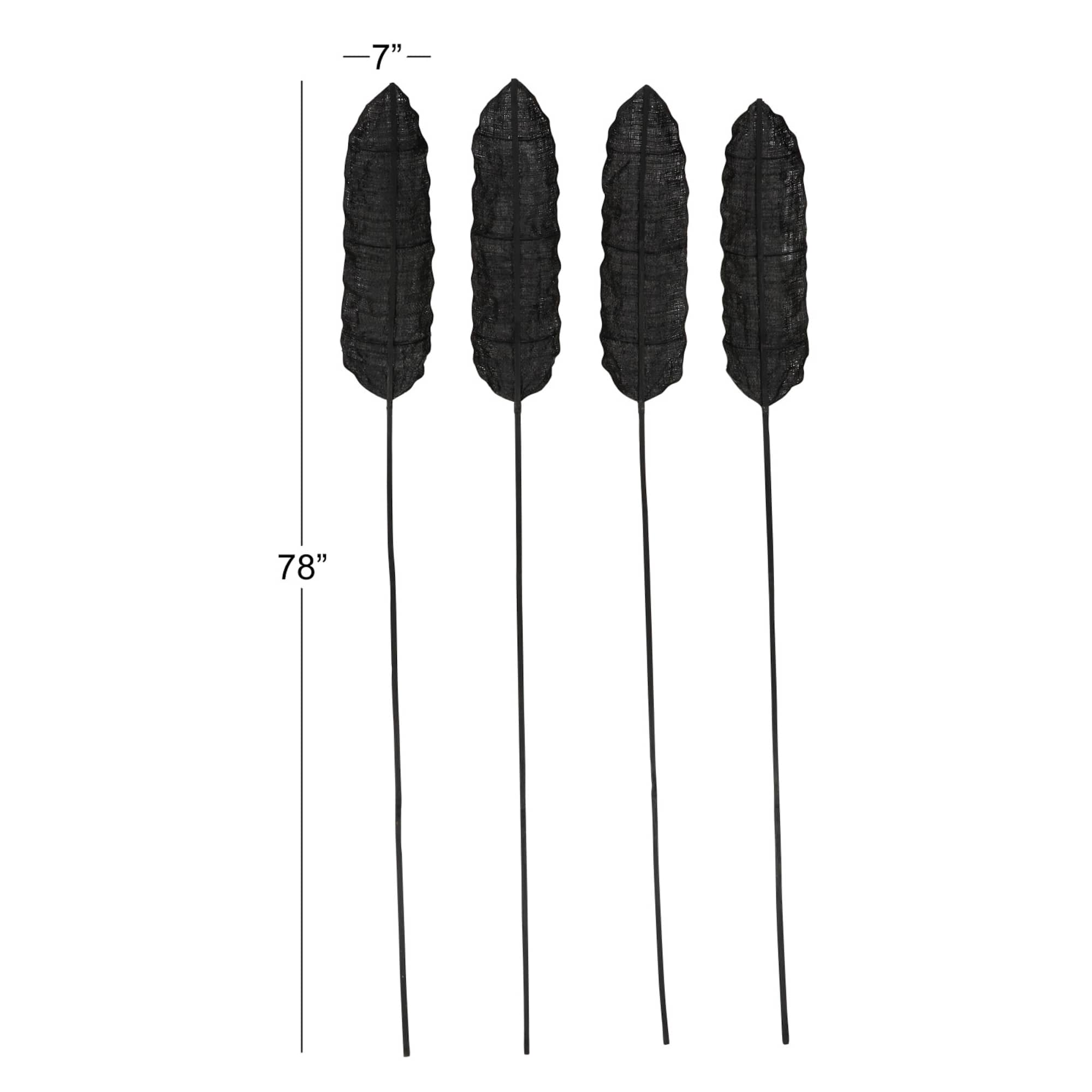 Set of 4" Black Sea Grass Eclectic Natural Foliage, 7" x 78"